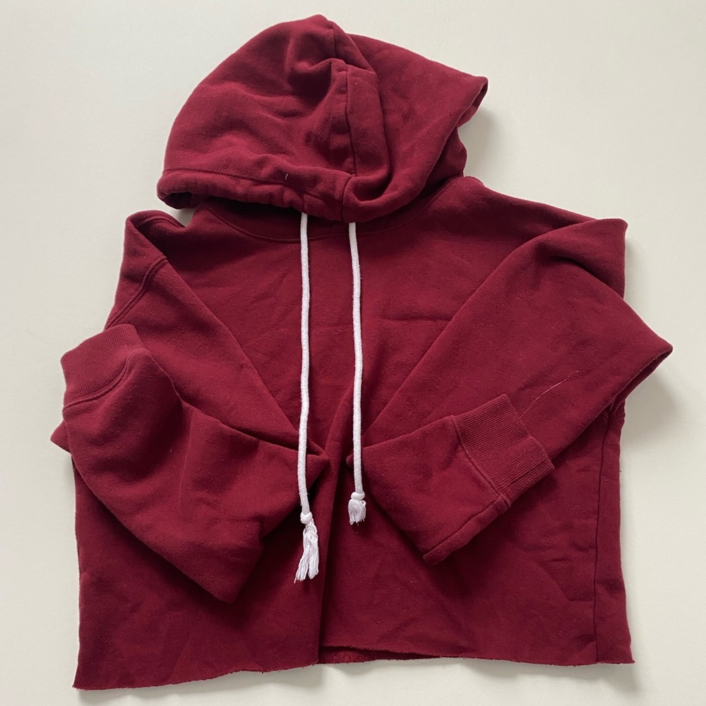 target, maroon long sleeve cropped hoodie, size XS